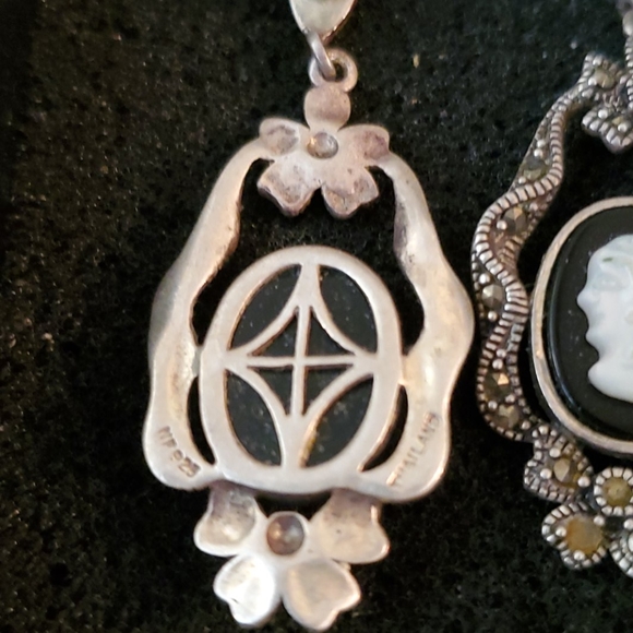 925 VINTAGE MOTHER OF PEARL EARRINGS - Picture 3 of 4